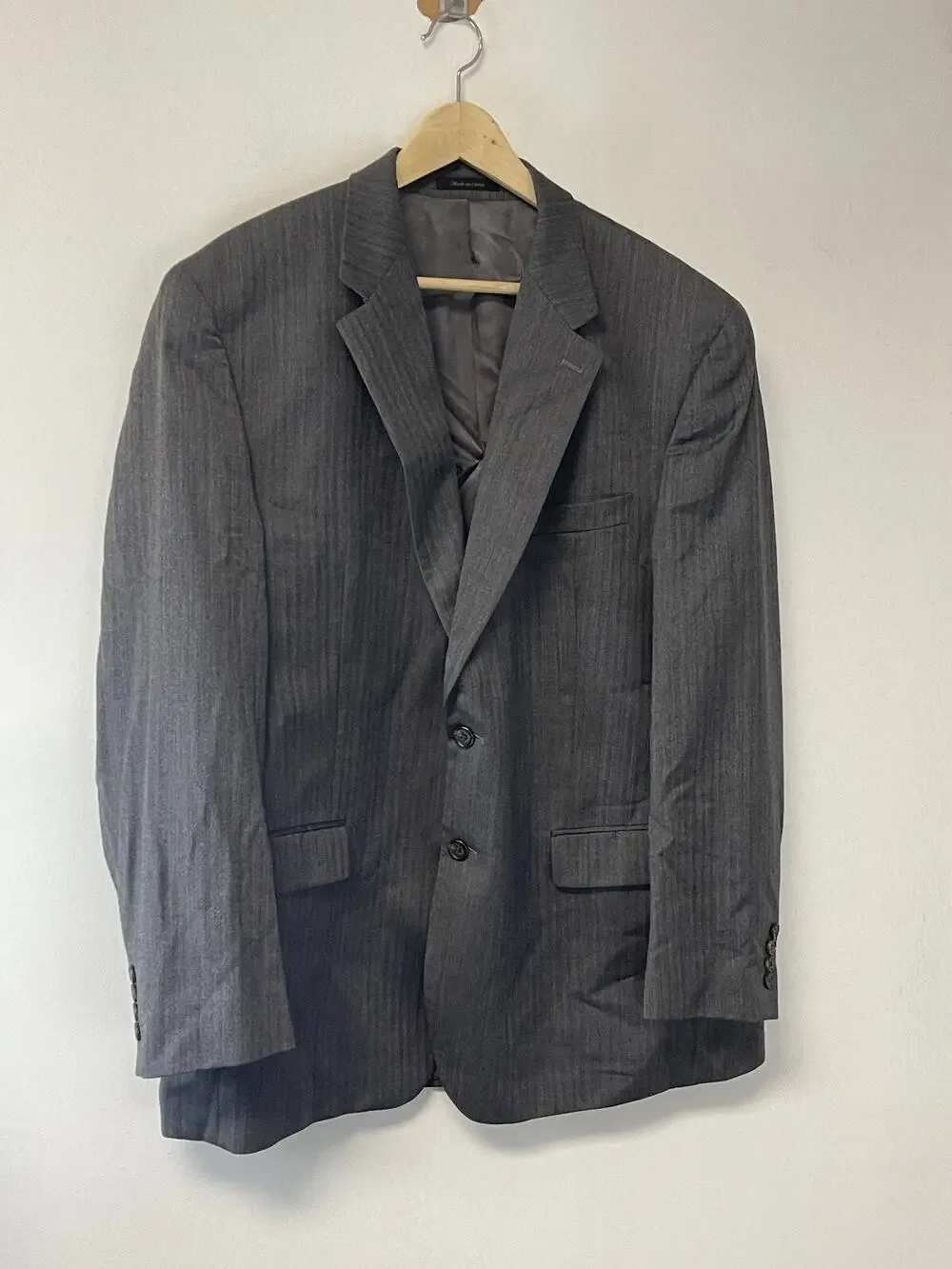 Lauren Ralph Lauren Suit Jacket Mens 46R Wool Gray Sport Coat Striped N15